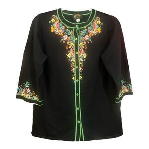 Bob Mackie Fruit Embroidered Button Down Cardigan Size Small SC1